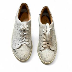 Diba Cow Hair Lace Up Metallic‎ Silver Sneakers